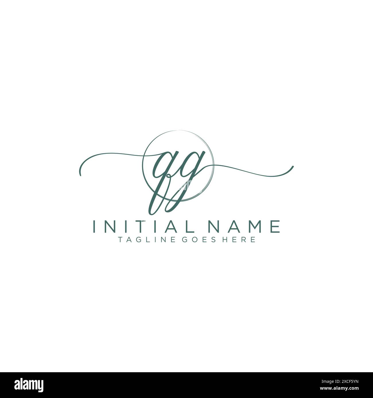 QG Initial handwriting with circle template Stock Vector