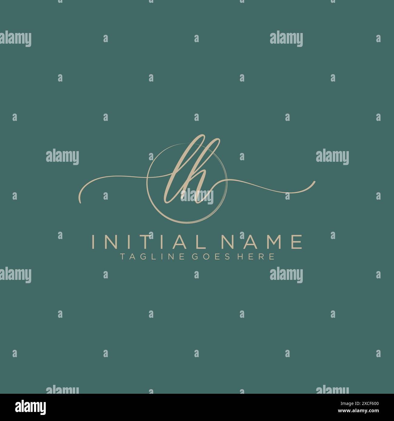 LH Initial handwriting with circle template Stock Vector