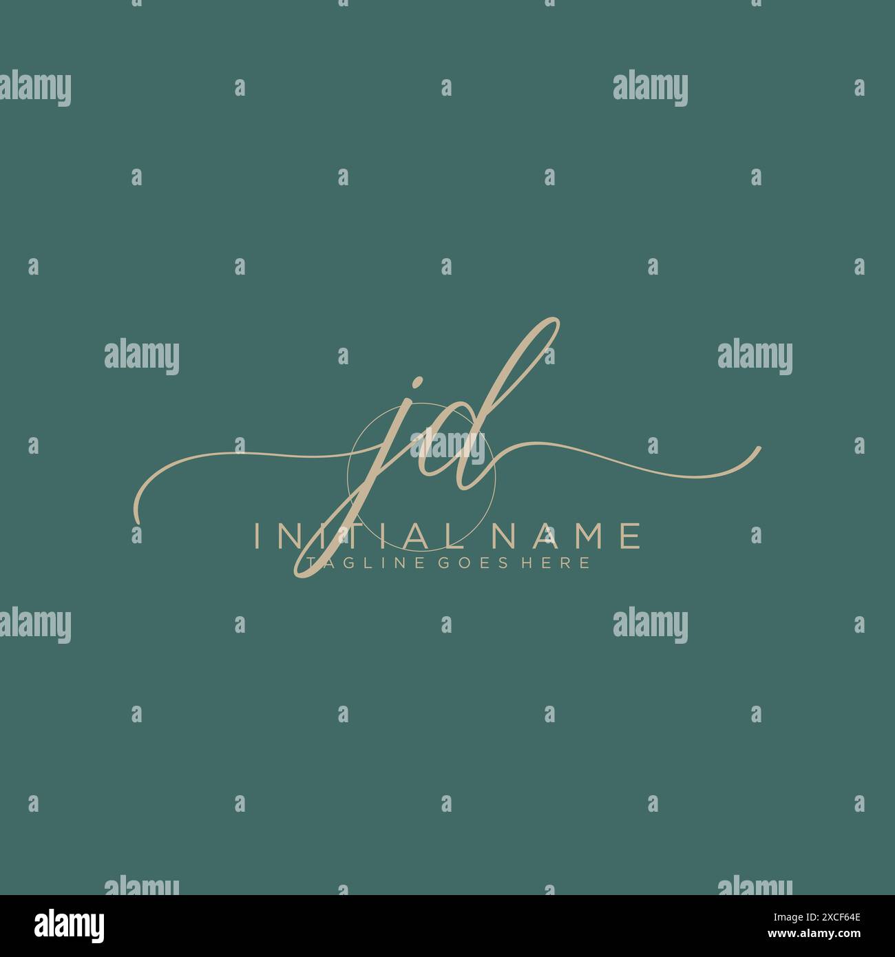 JD Initial handwriting with circle template Stock Vector
