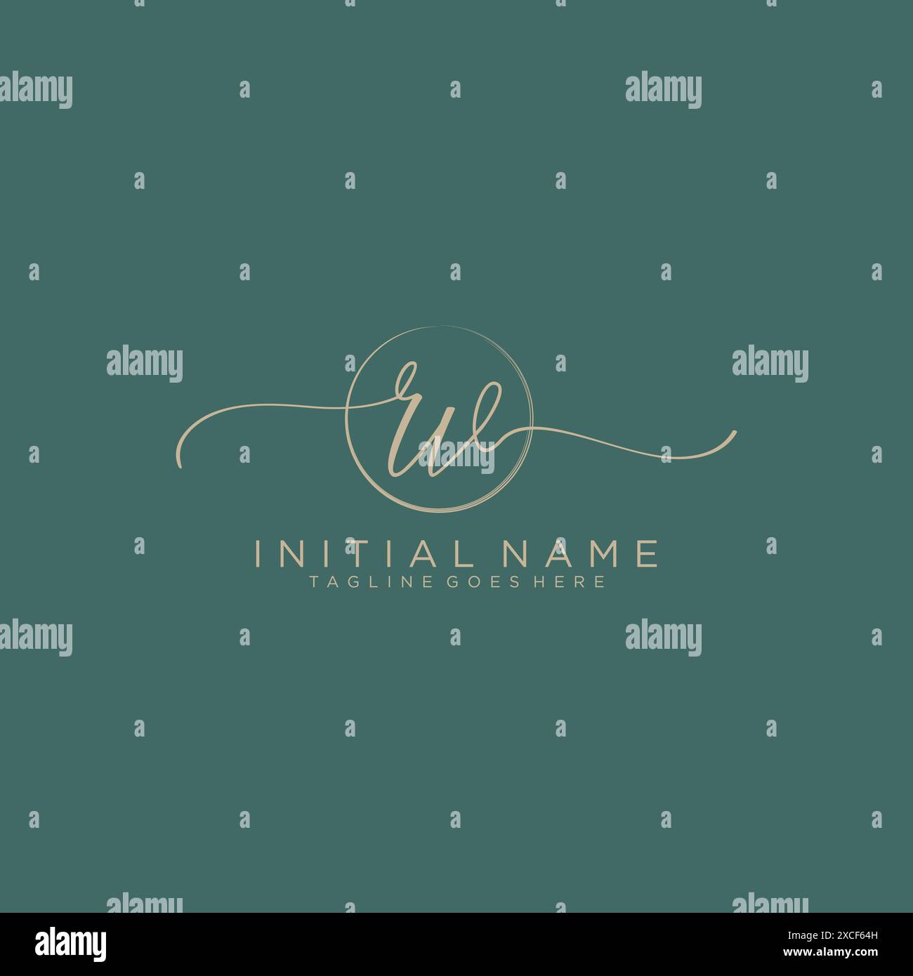 RV Initial handwriting with circle template Stock Vector