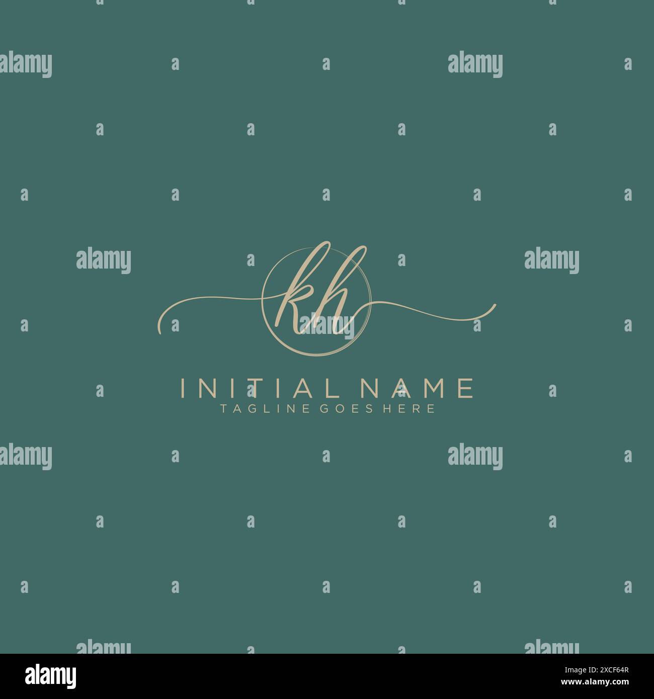 KH Initial handwriting with circle template Stock Vector