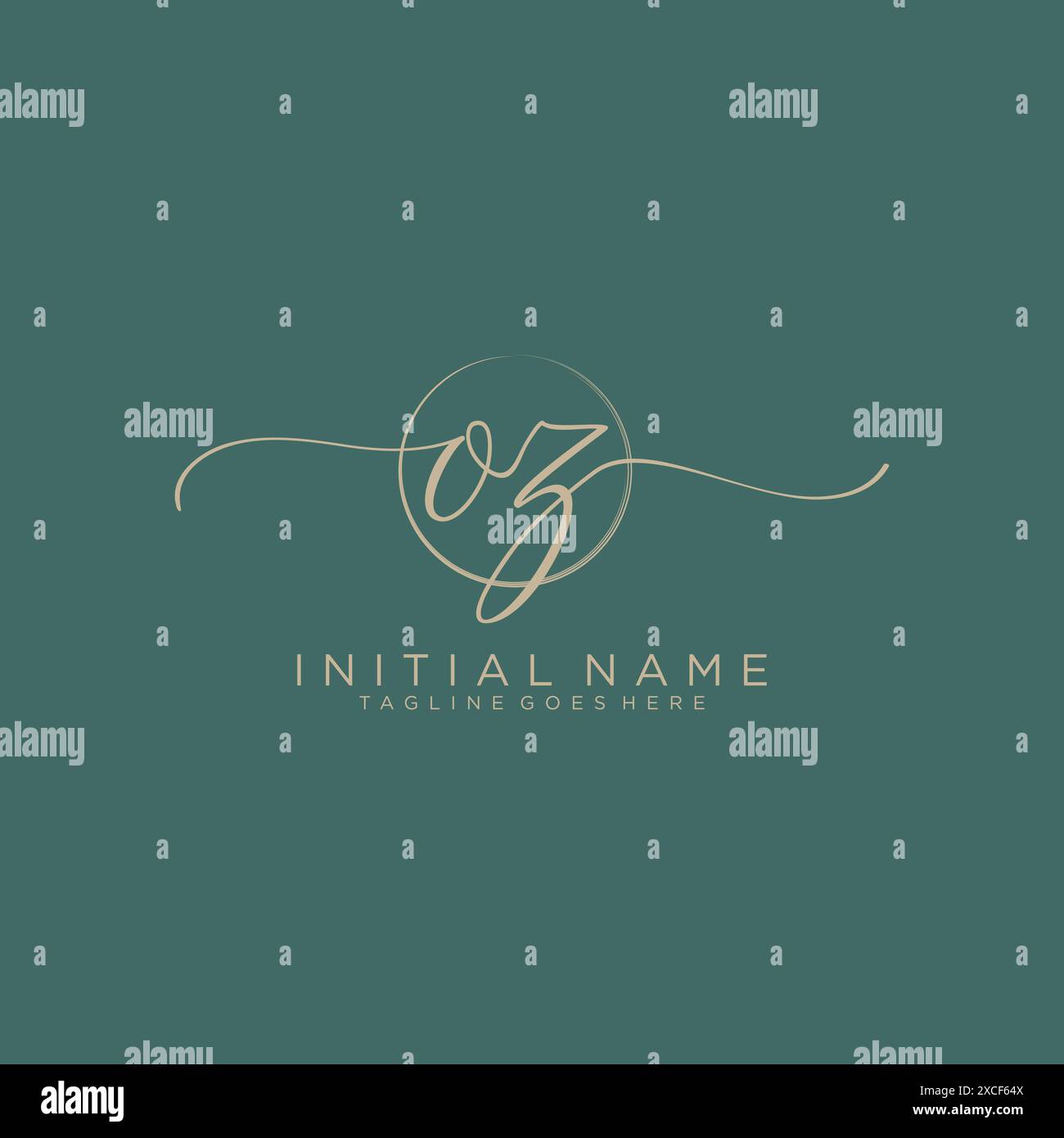 OZ Initial handwriting with circle template Stock Vector