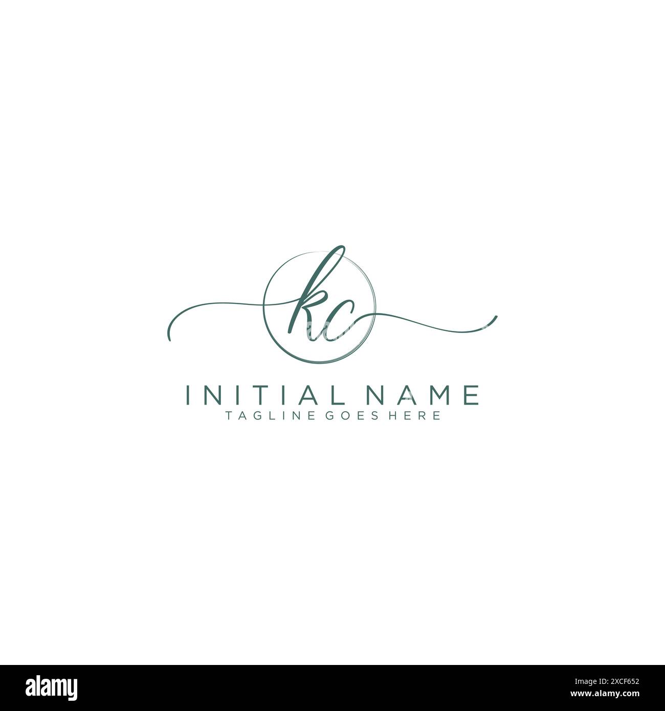 KC Initial handwriting with circle template Stock Vector
