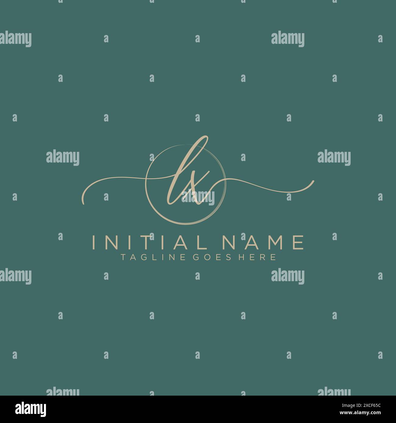 LX Initial handwriting with circle template Stock Vector