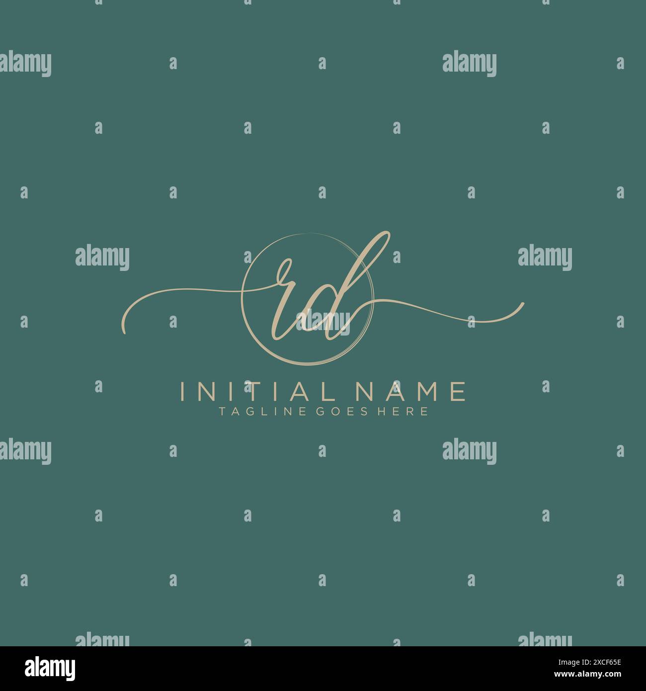 RD Initial handwriting with circle template Stock Vector