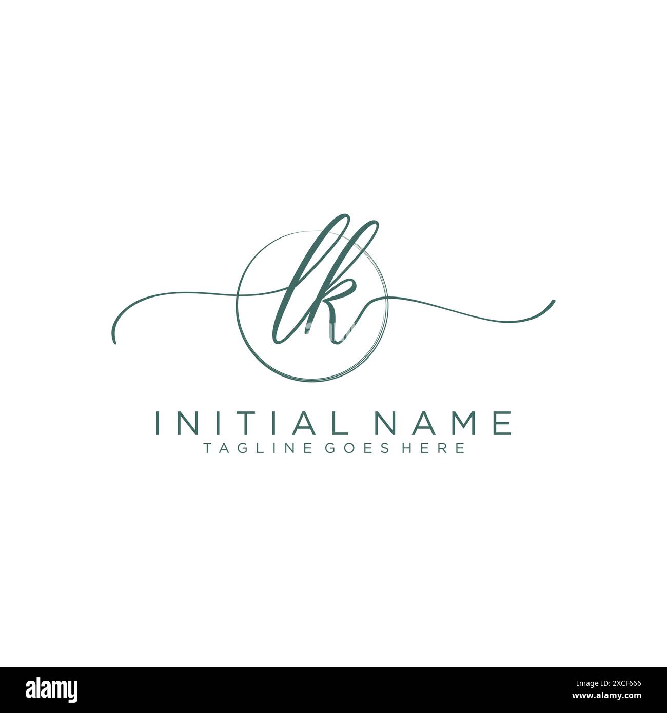 LK Initial handwriting with circle template Stock Vector