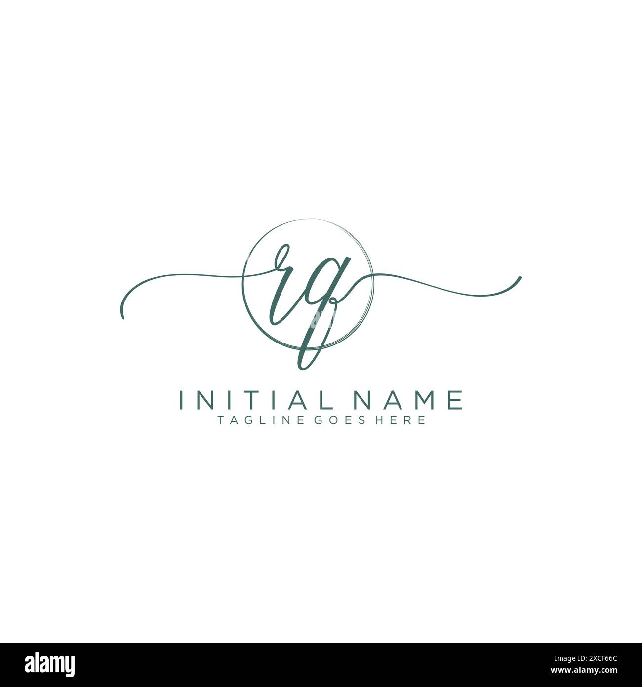 RQ Initial handwriting with circle template Stock Vector