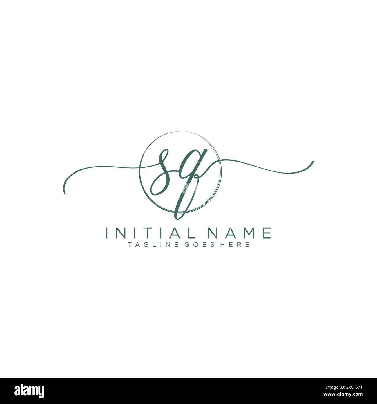 SQ Initial handwriting with circle template Stock Vector