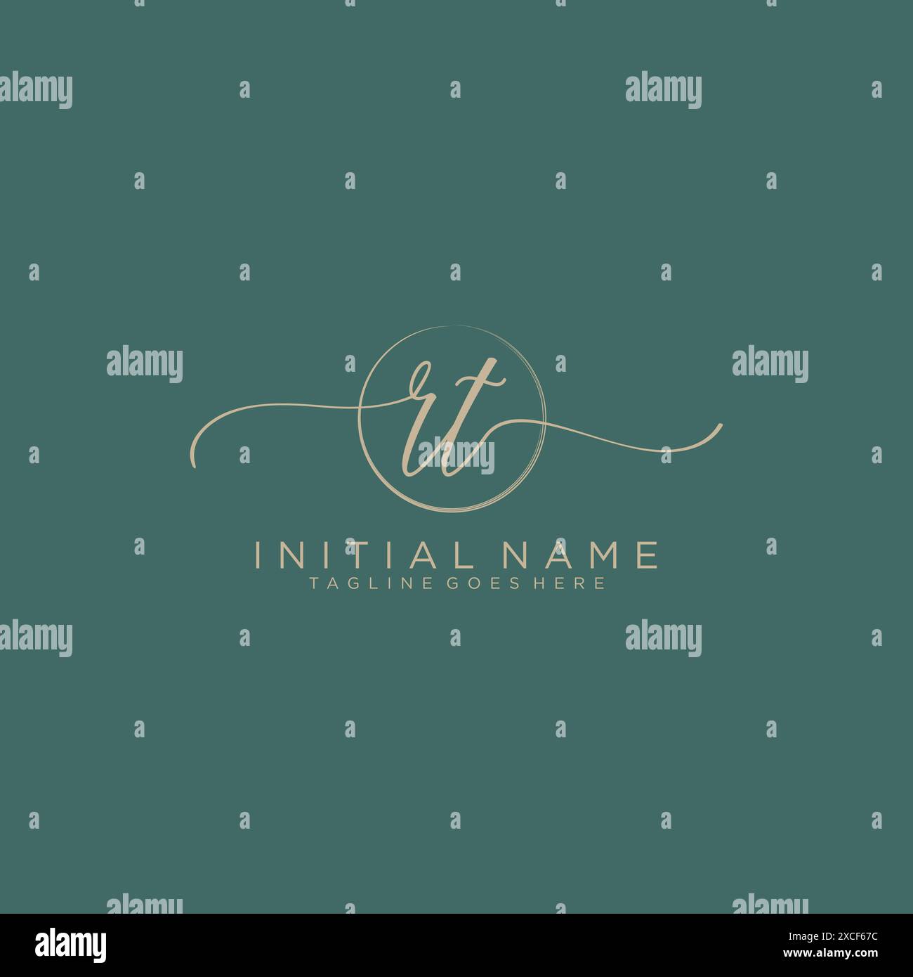 RT Initial handwriting with circle template Stock Vector
