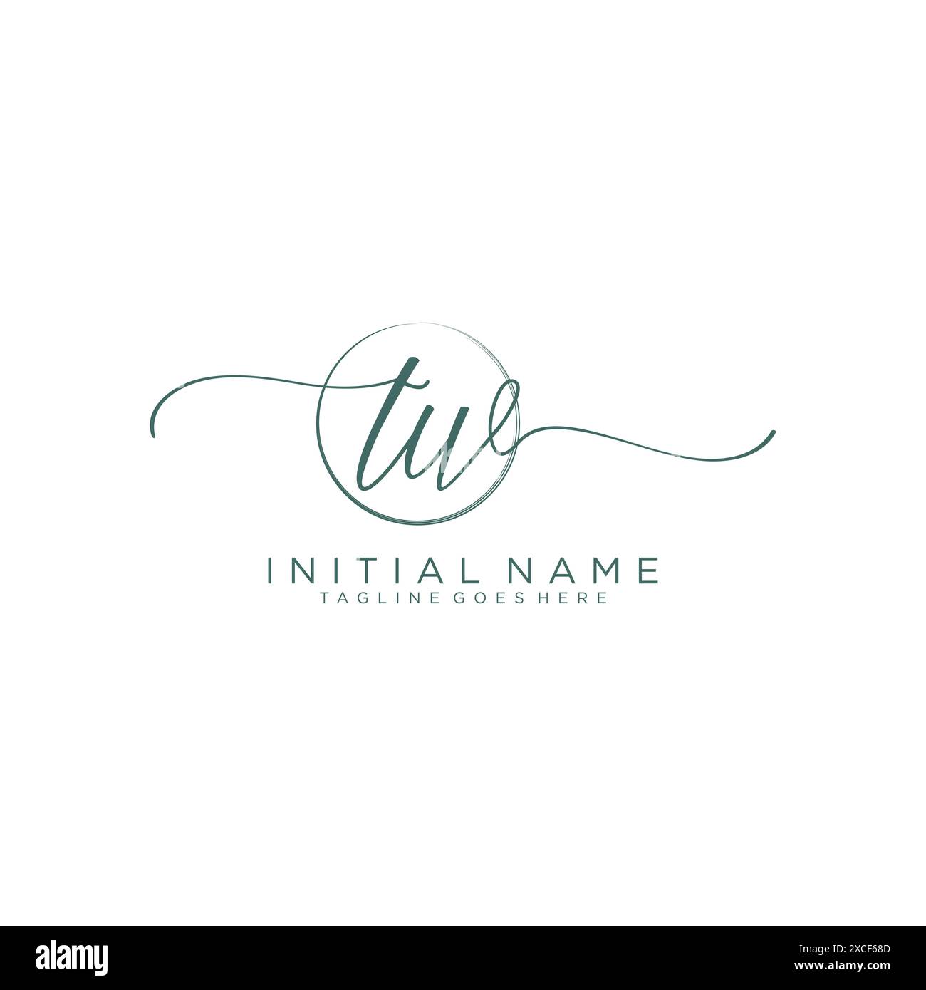 TW Initial handwriting with circle template Stock Vector