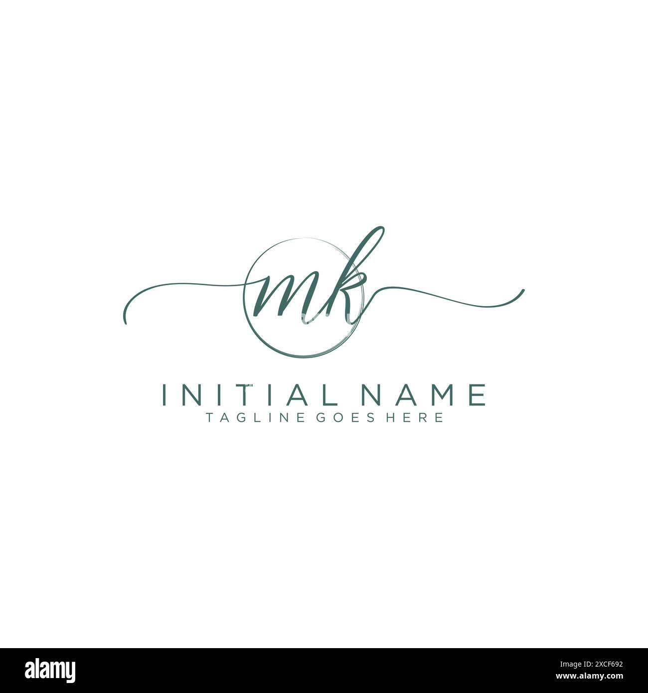 MK Initial handwriting with circle template Stock Vector