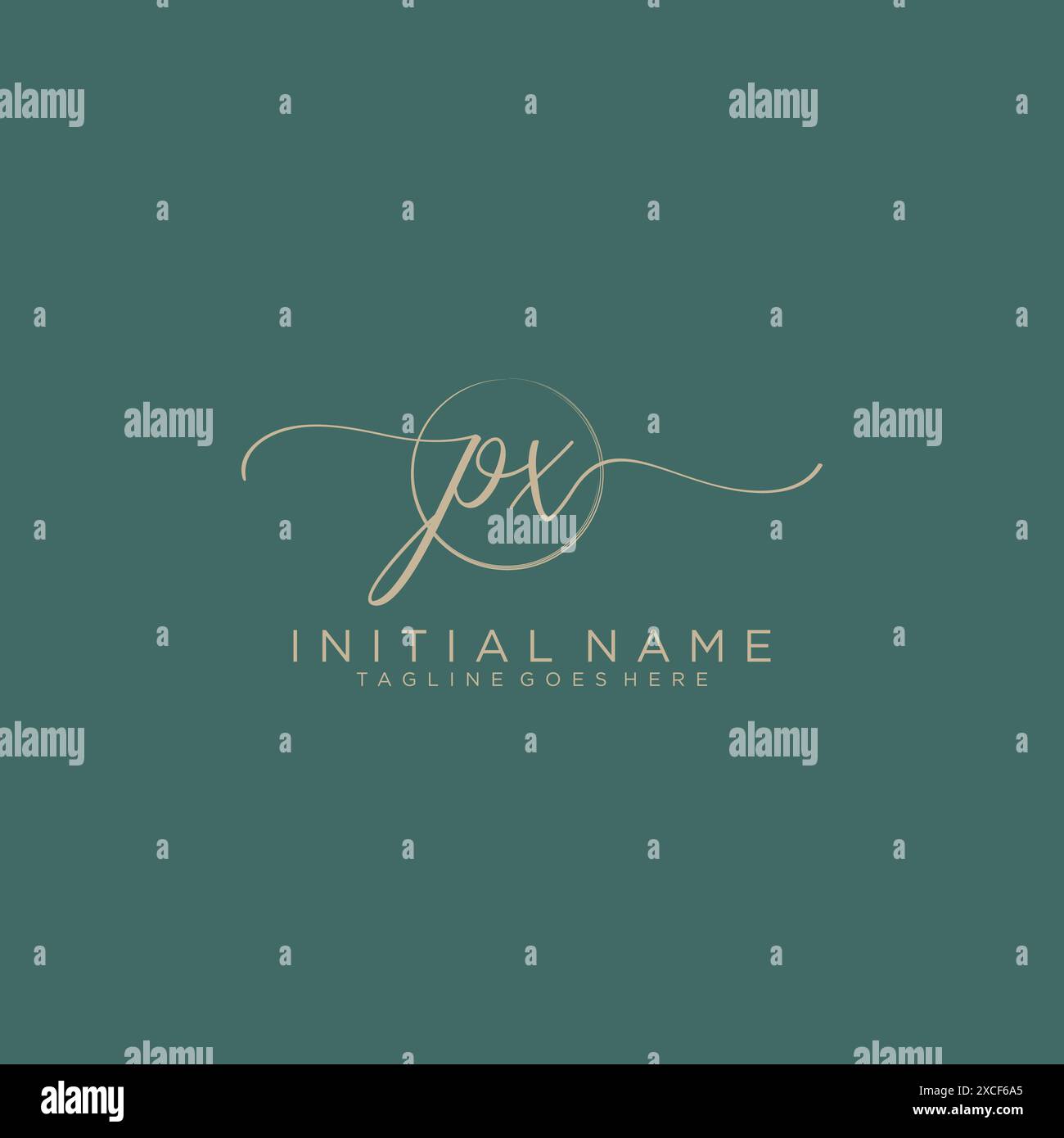 PX Initial handwriting with circle template Stock Vector