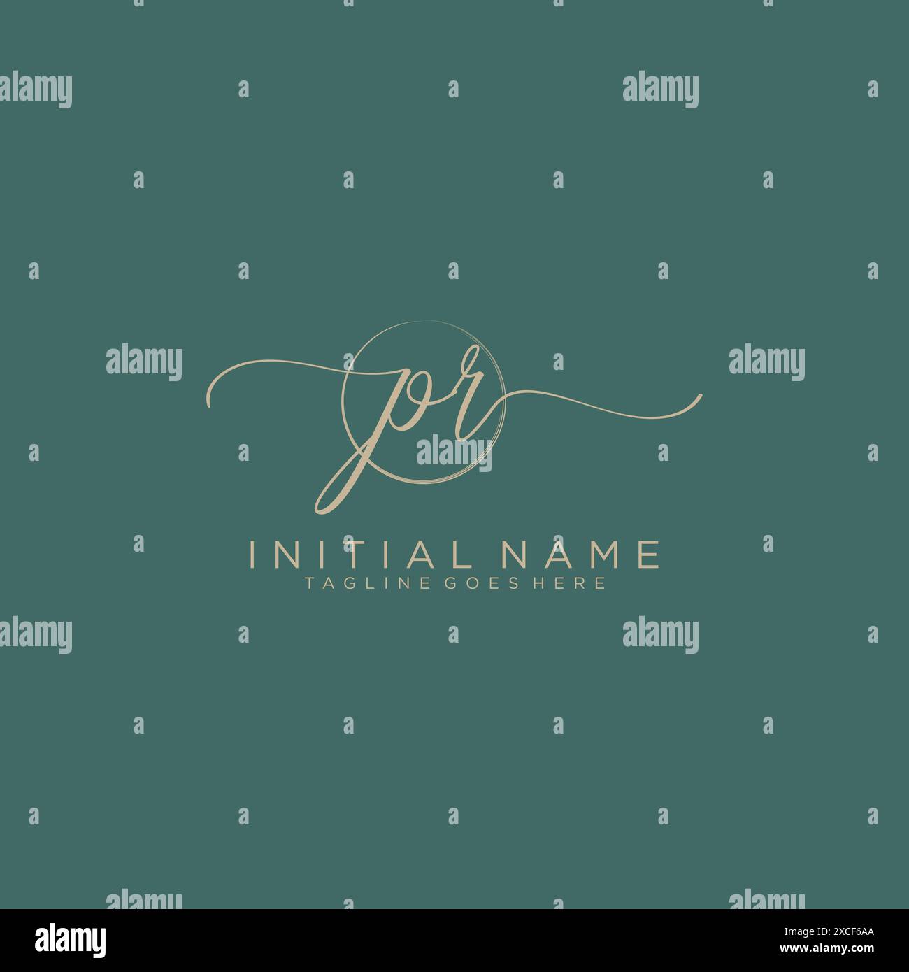 PR Initial handwriting with circle template Stock Vector