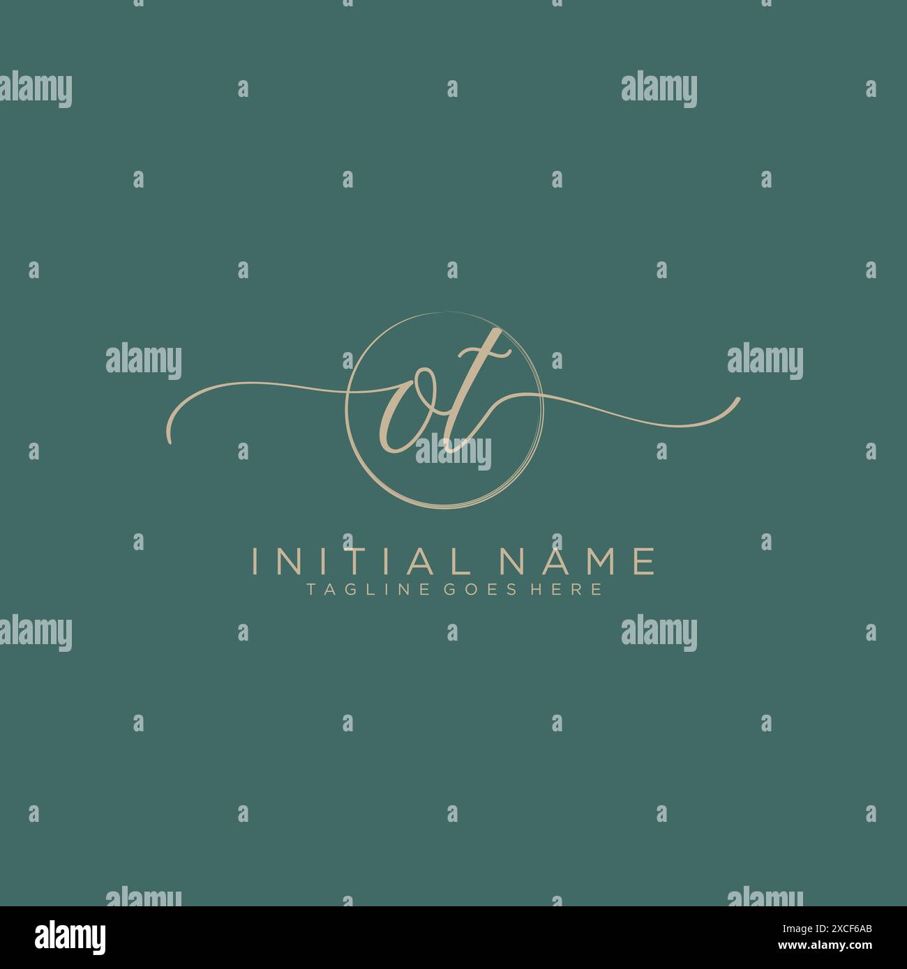 OT Initial handwriting with circle template Stock Vector