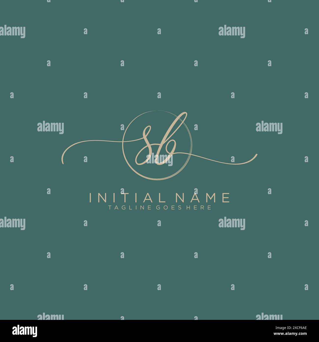 SB Initial handwriting with circle template Stock Vector