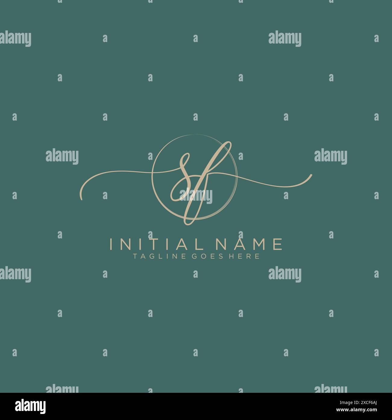 SF Initial handwriting with circle template Stock Vector