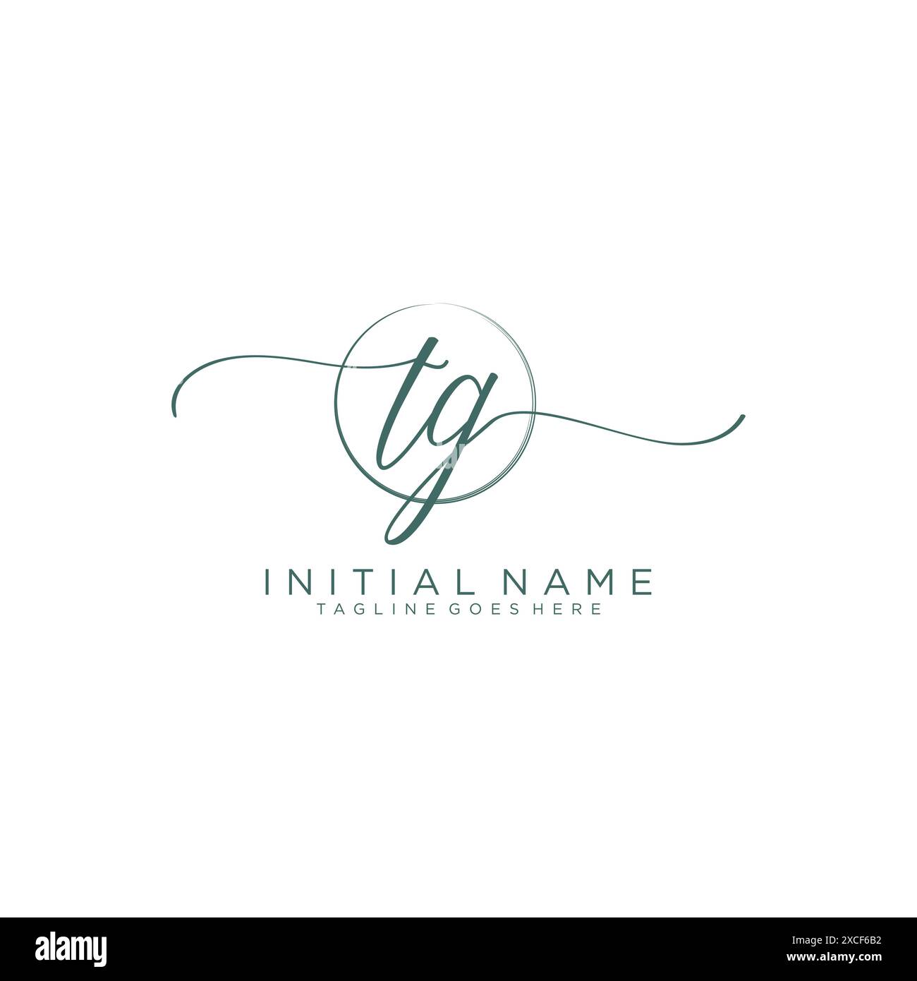 TG Initial handwriting with circle template Stock Vector