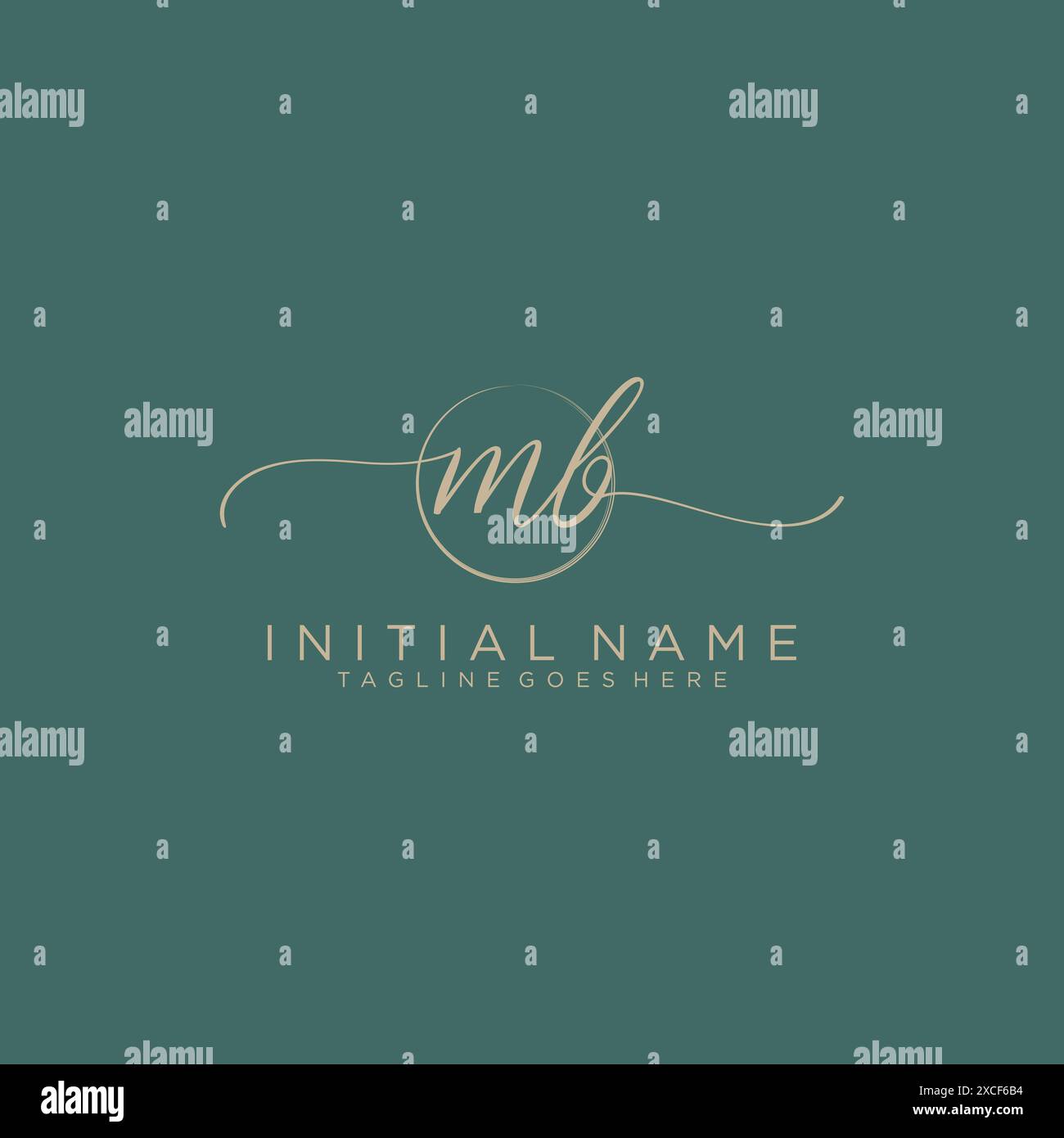 MB Initial handwriting with circle template Stock Vector