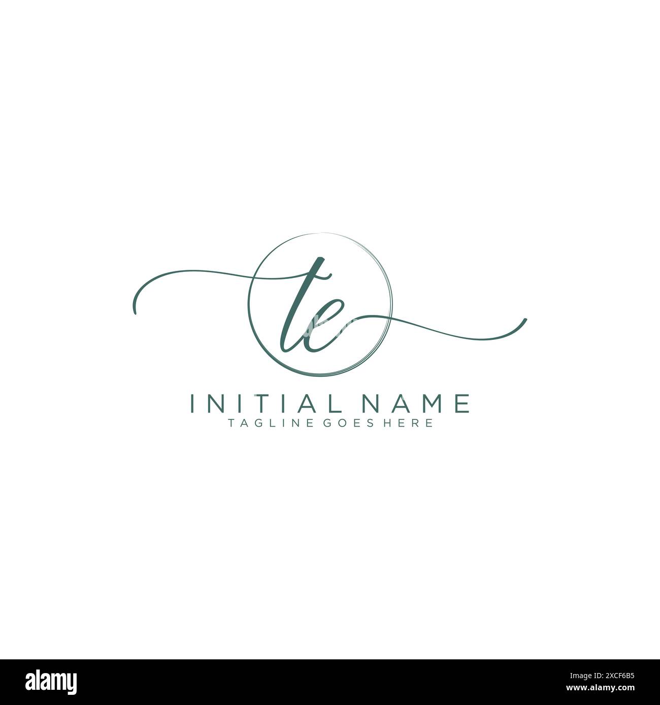 TE Initial handwriting with circle template Stock Vector