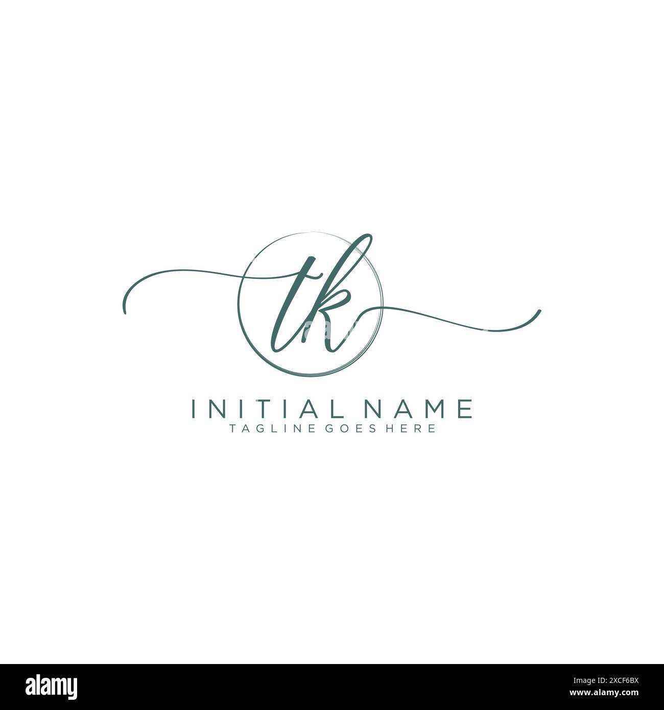 TK Initial handwriting with circle template Stock Vector