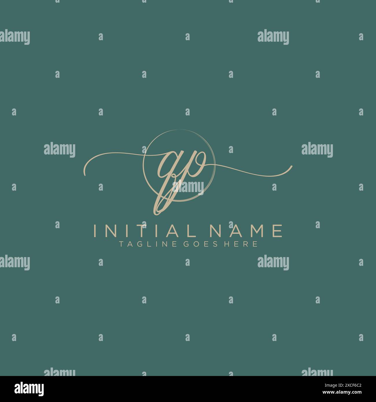QP Initial handwriting with circle template Stock Vector