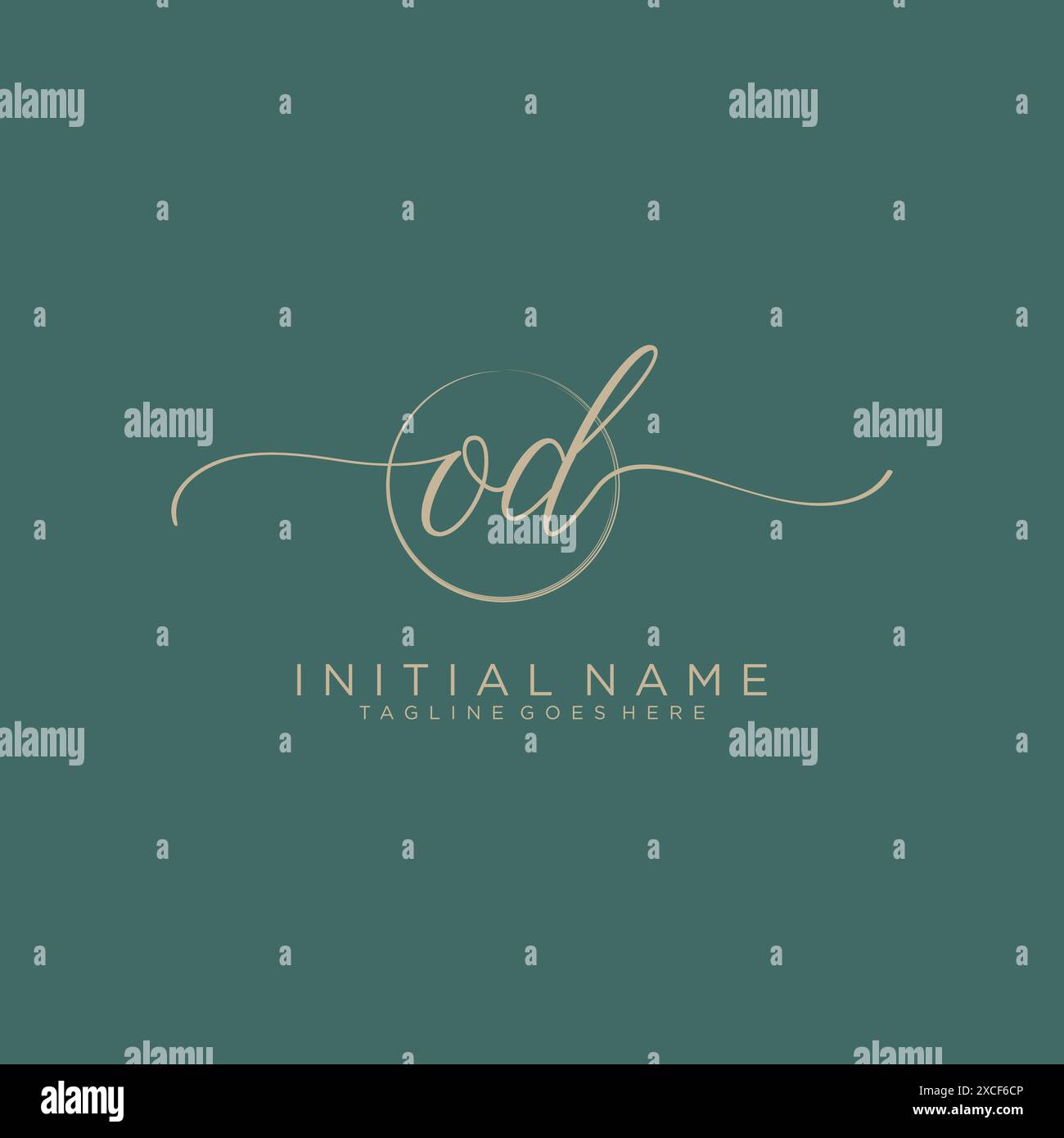OD Initial handwriting with circle template Stock Vector