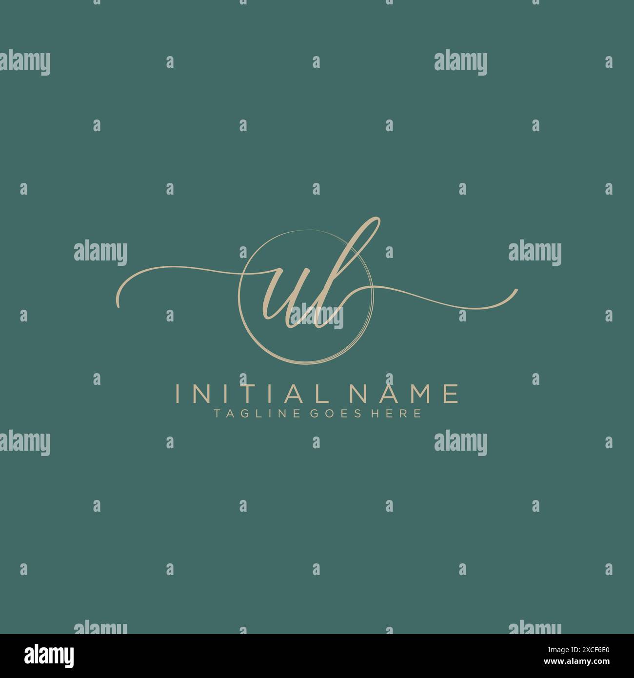 UL Initial handwriting with circle template Stock Vector