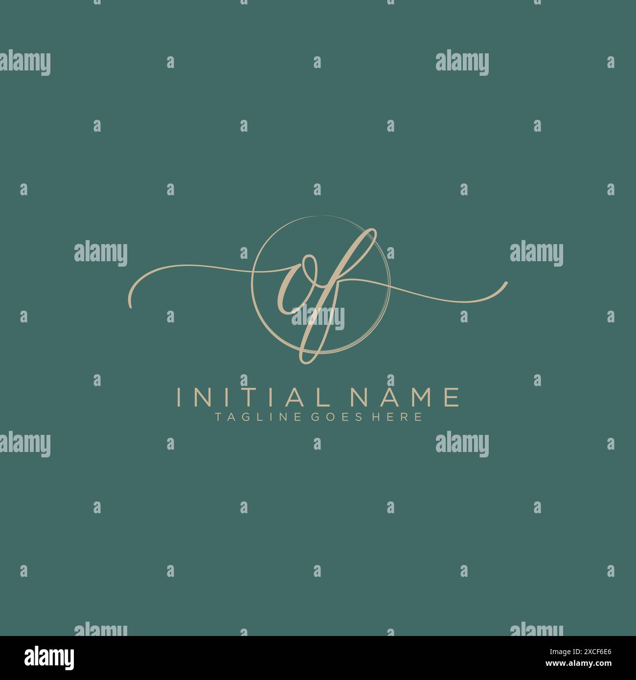 OF Initial handwriting with circle template Stock Vector