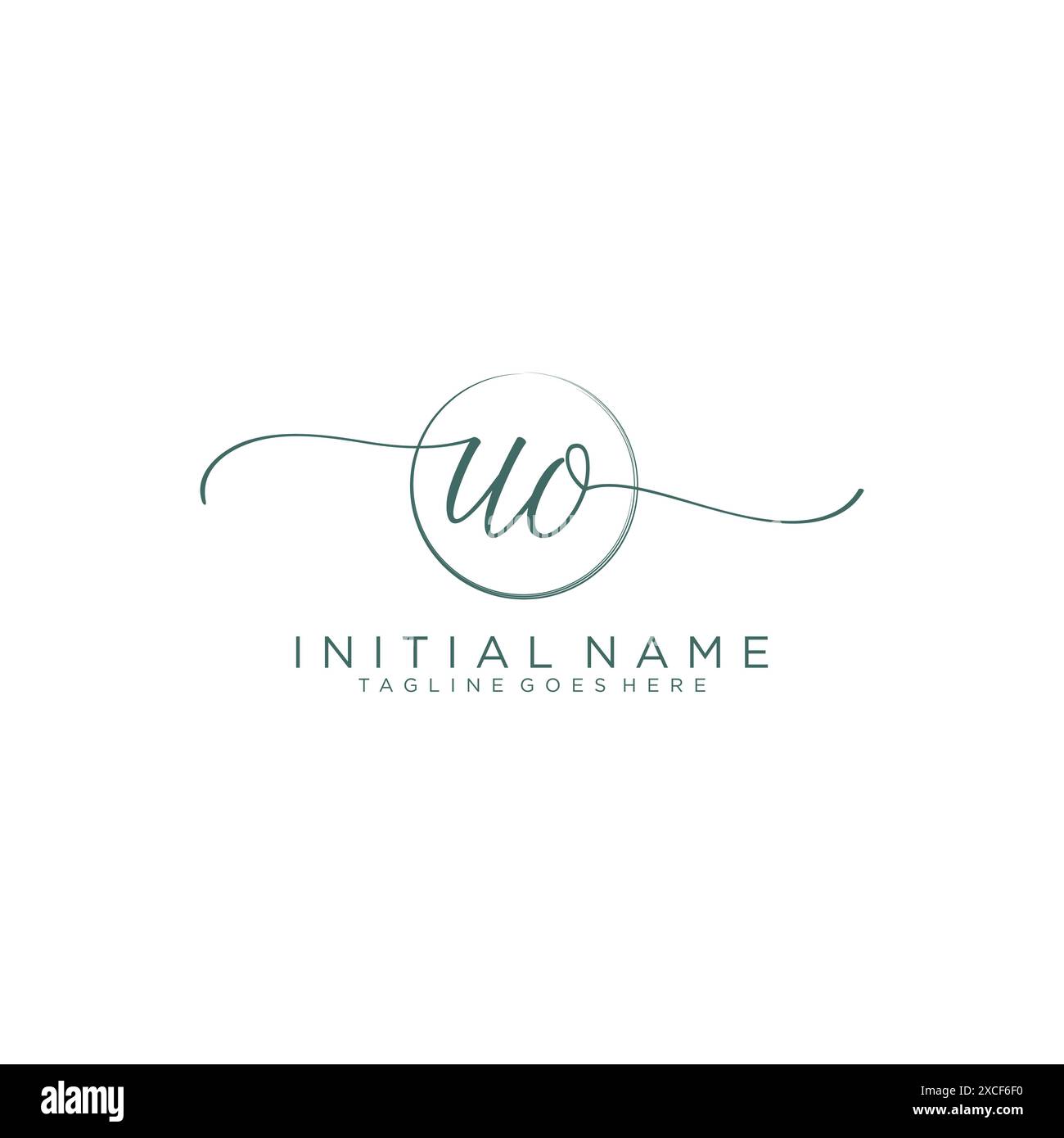UO Initial handwriting with circle template Stock Vector
