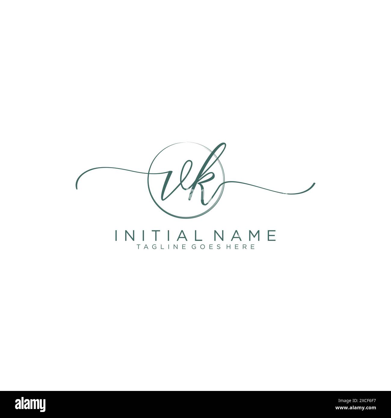 VK Initial handwriting with circle template Stock Vector