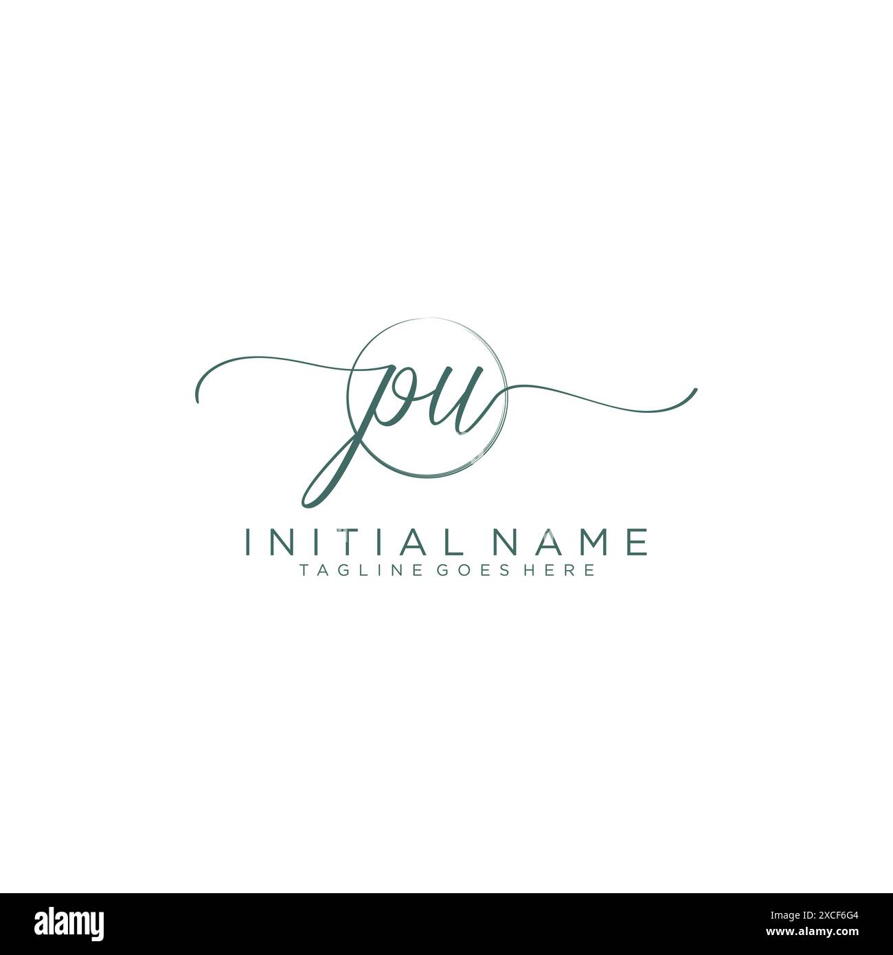PU Initial handwriting with circle template Stock Vector