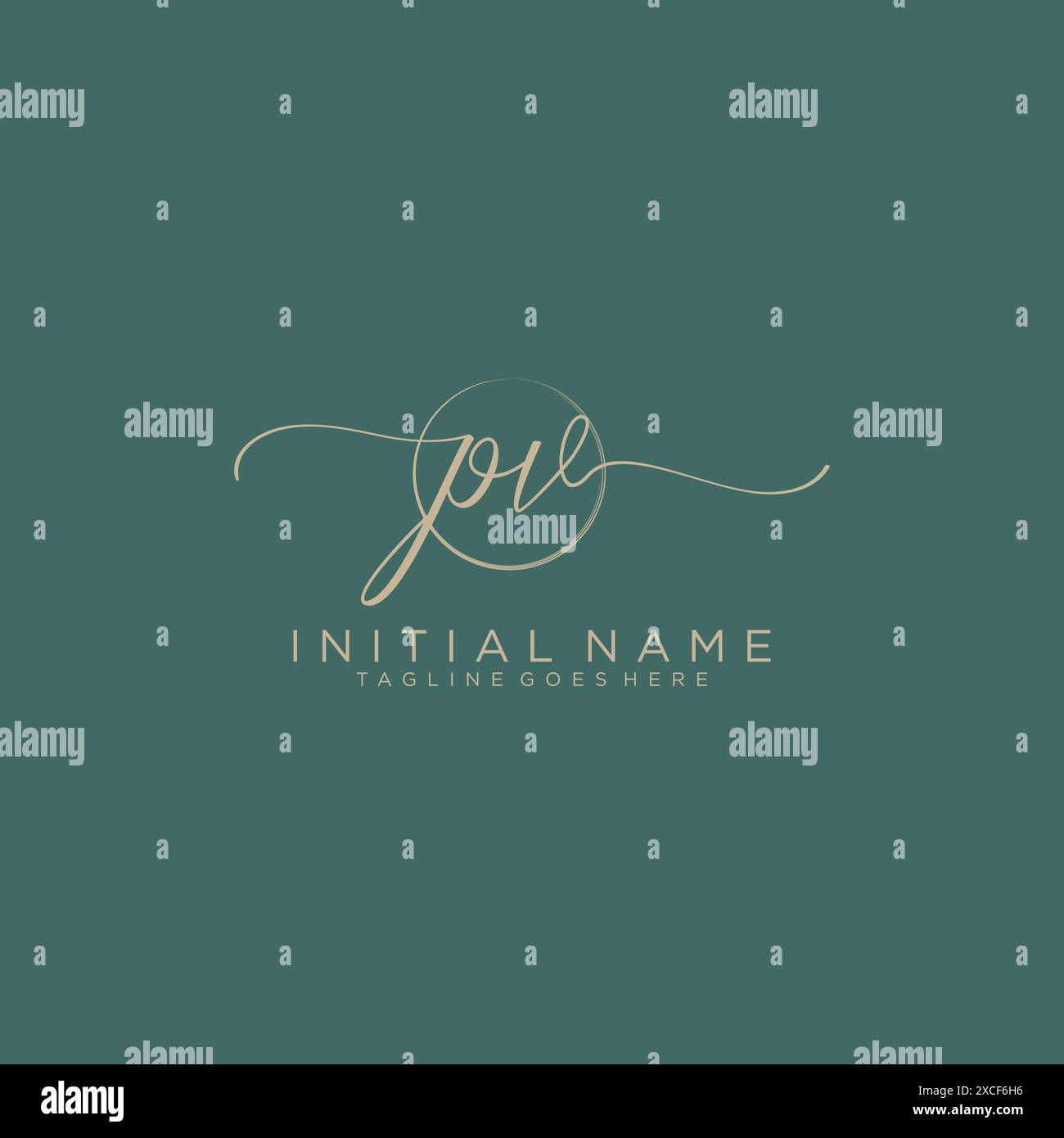PV Initial handwriting with circle template Stock Vector