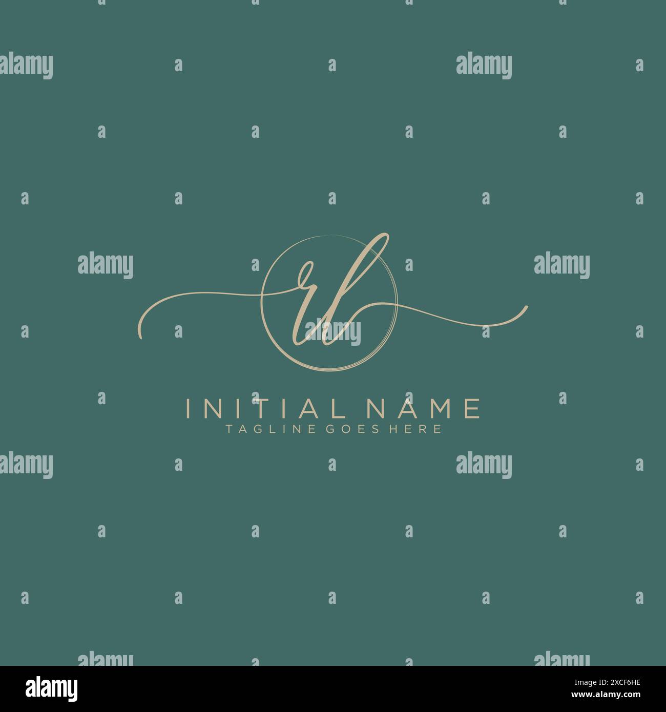 RL Initial handwriting with circle template Stock Vector