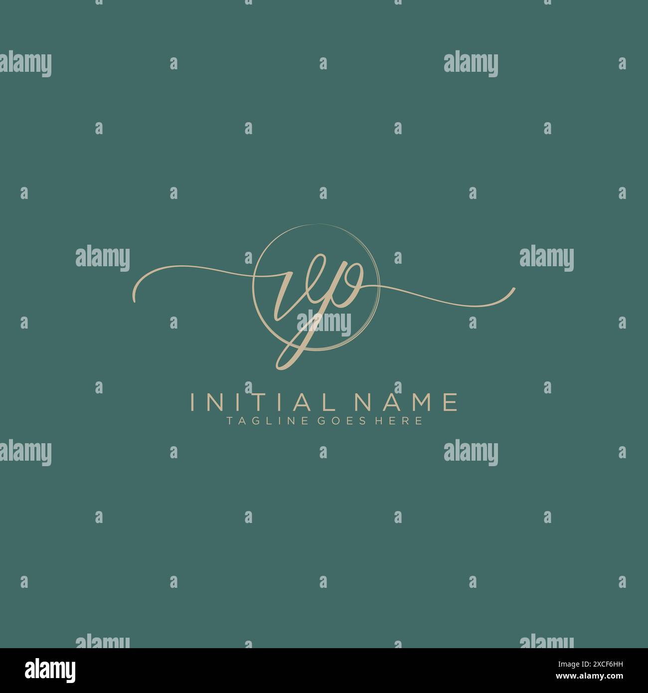 VP Initial handwriting with circle template Stock Vector