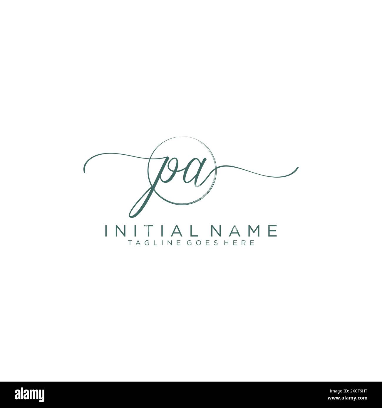 PA Initial handwriting with circle template Stock Vector