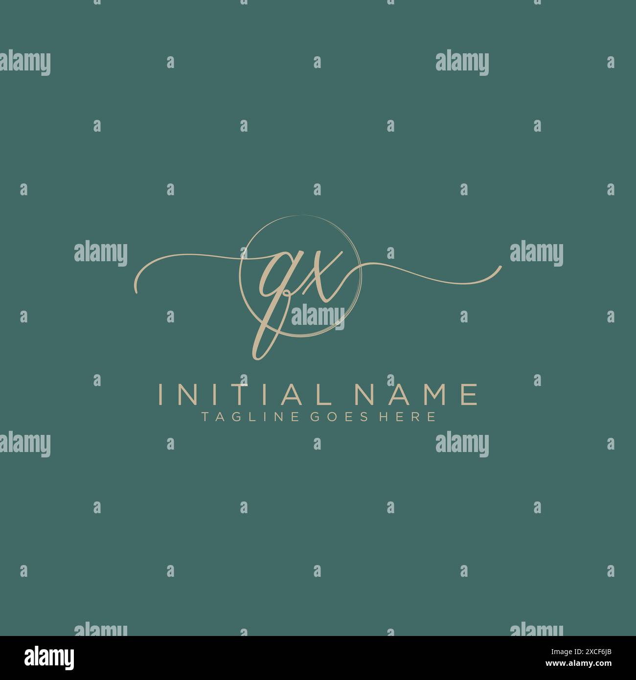 QX Initial handwriting with circle template Stock Vector
