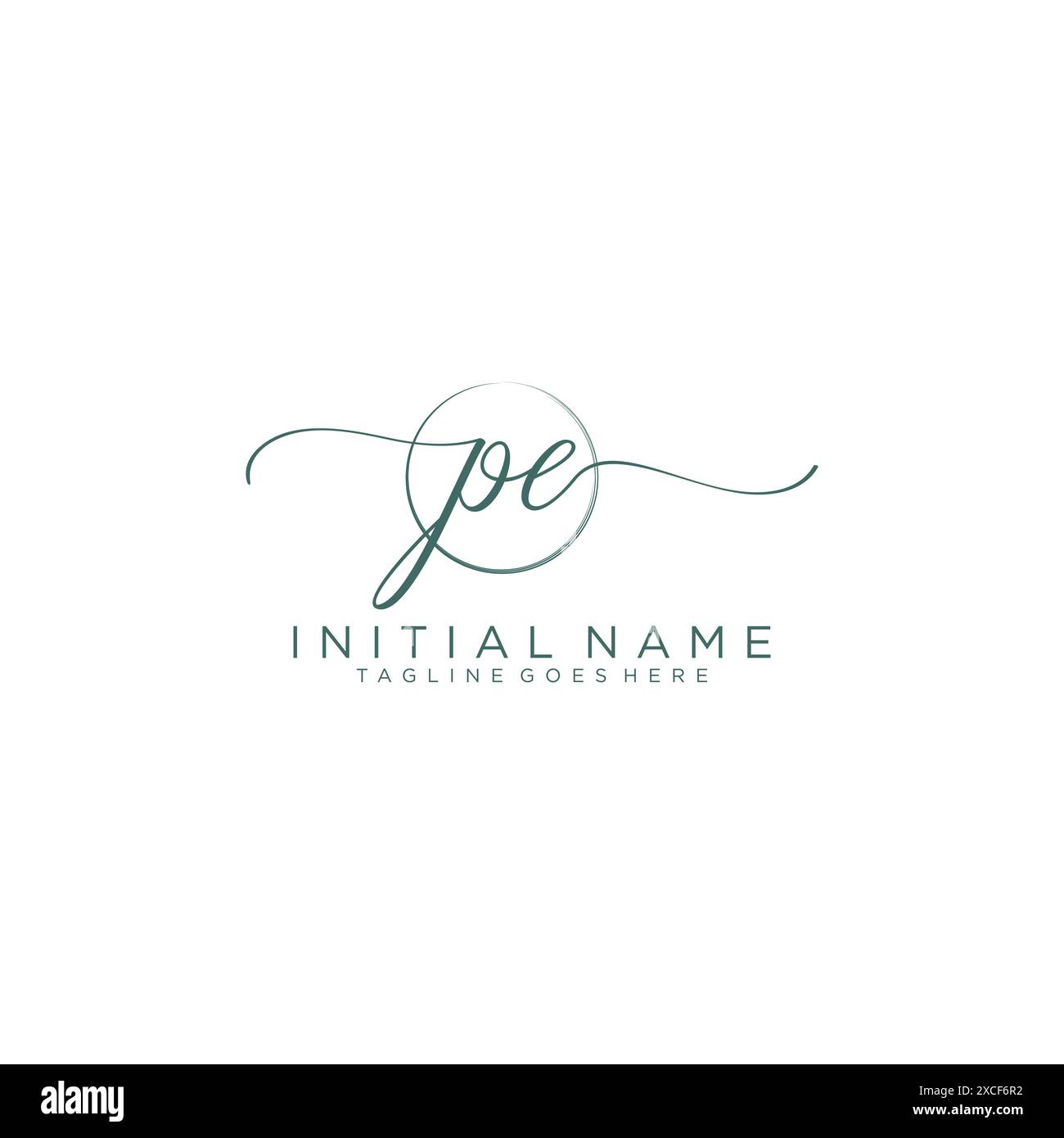 PE Initial handwriting with circle template Stock Vector