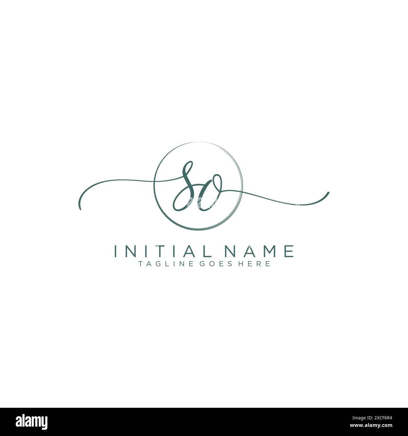 SO Initial handwriting with circle template Stock Vector