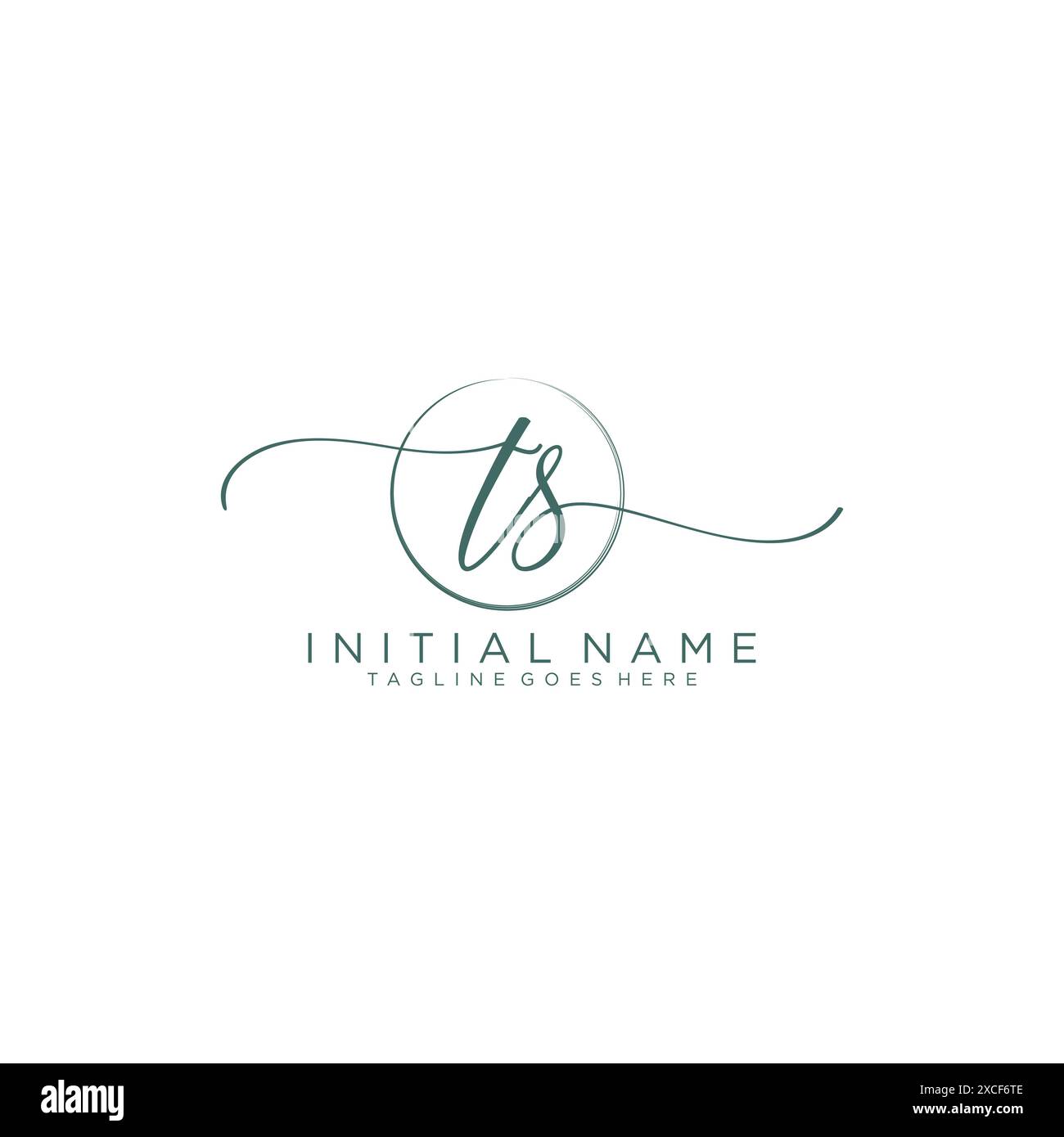 TS Initial handwriting with circle template Stock Vector