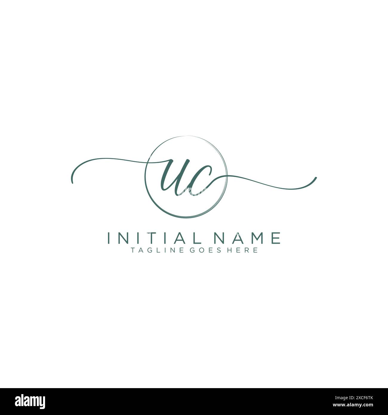 UC Initial handwriting with circle template Stock Vector