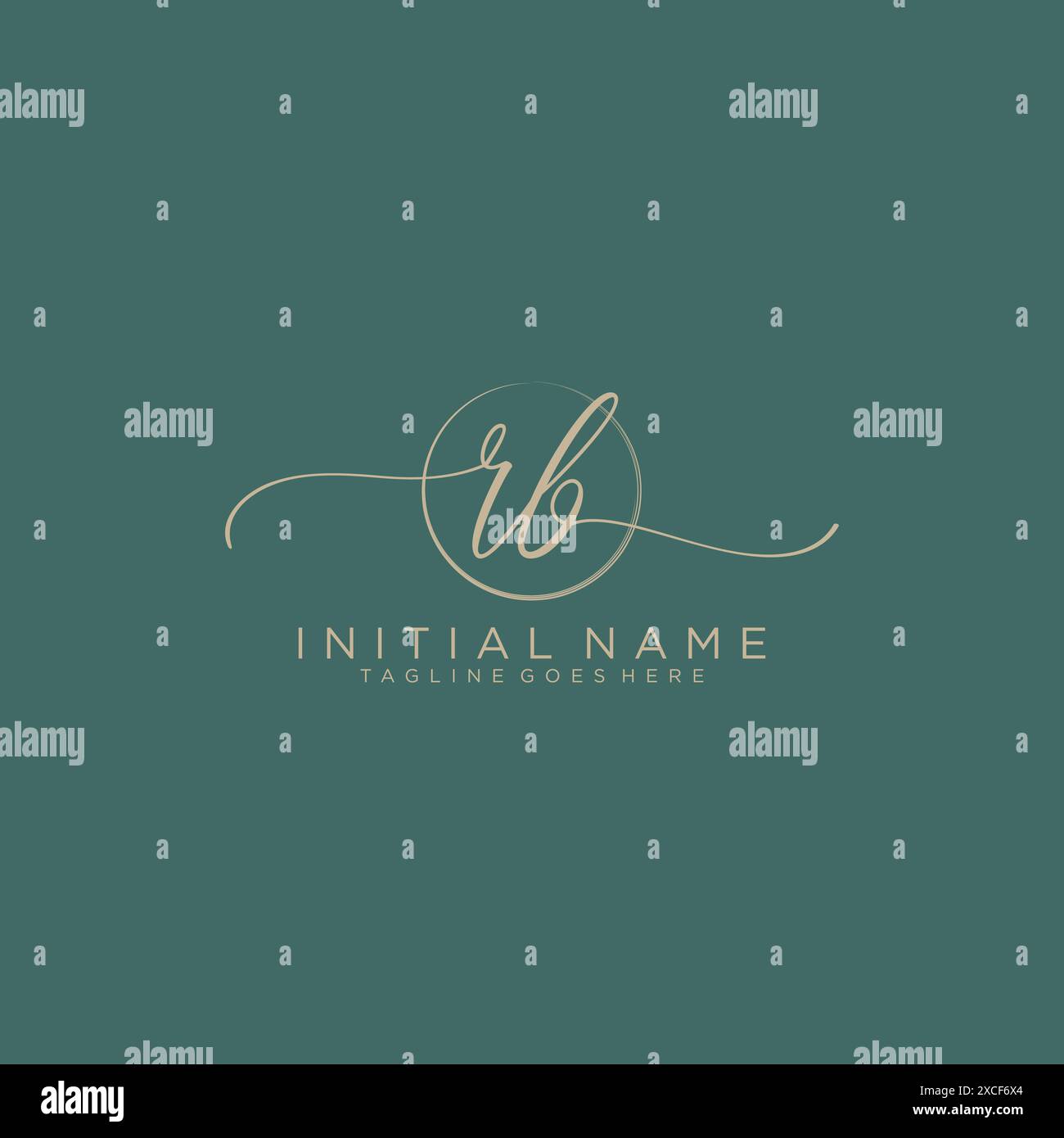 RB Initial handwriting with circle template Stock Vector