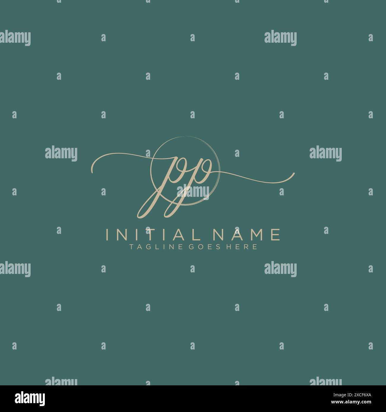 PP Initial handwriting with circle template Stock Vector