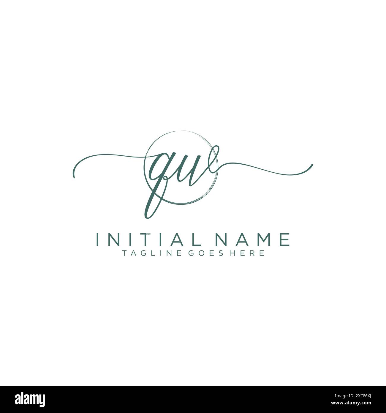 QW Initial handwriting with circle template Stock Vector
