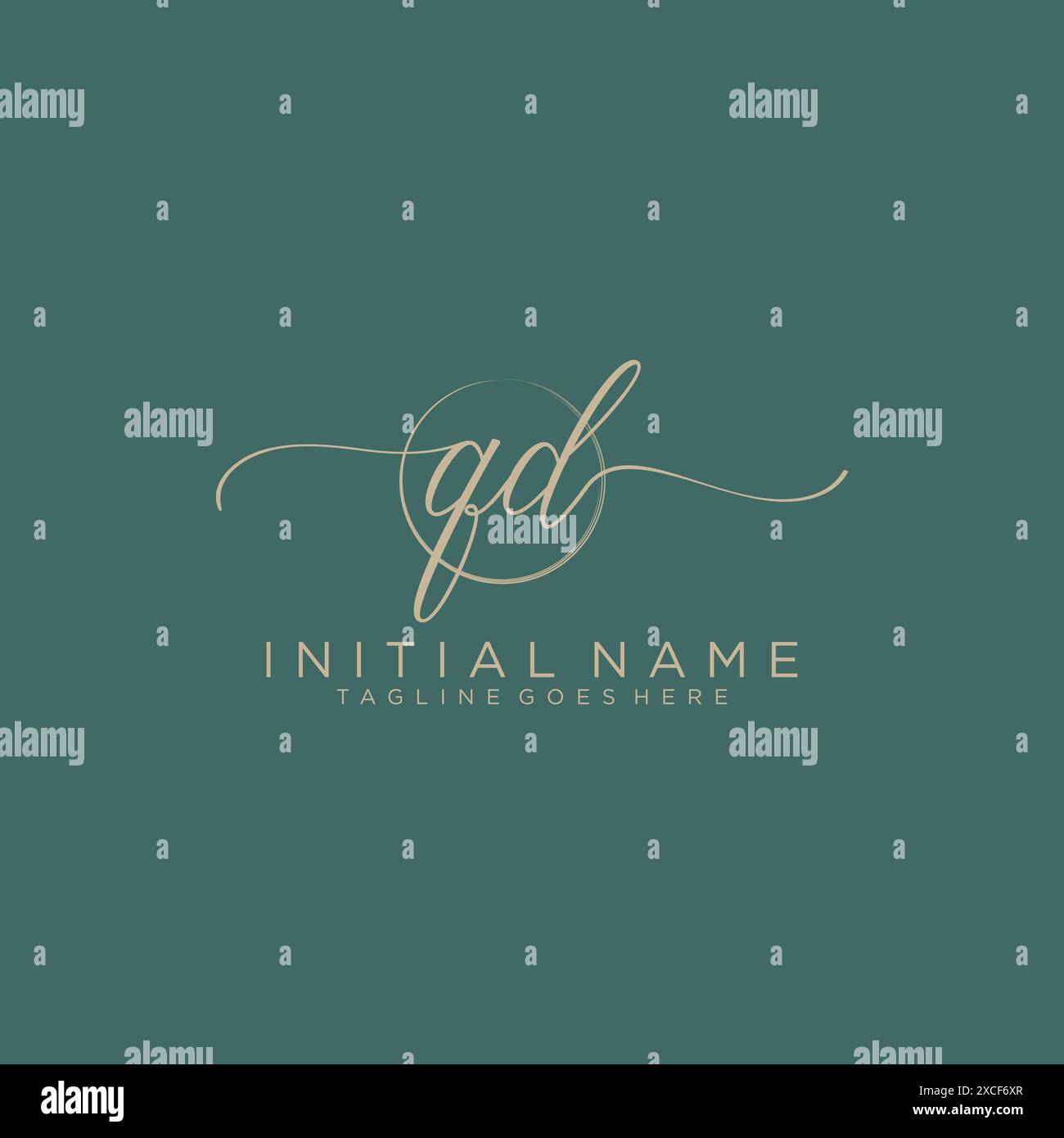 QD Initial handwriting with circle template Stock Vector