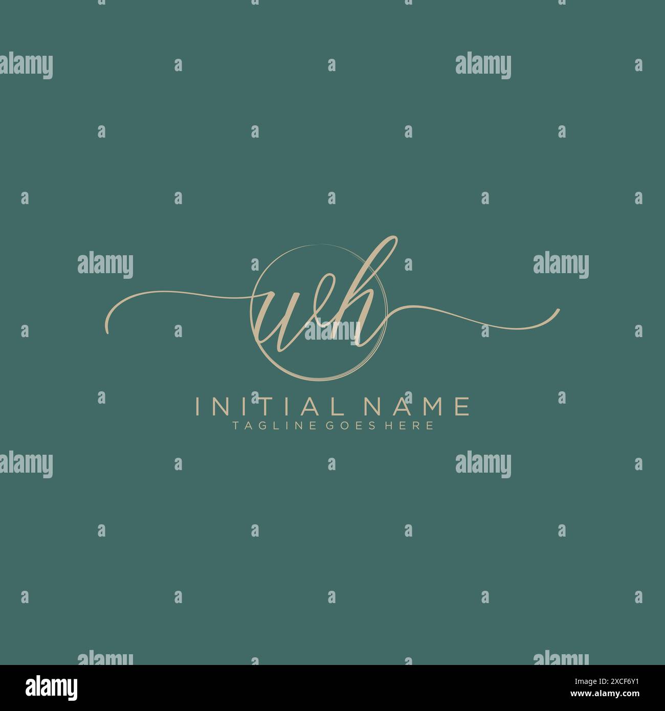 WH Initial handwriting with circle template Stock Vector