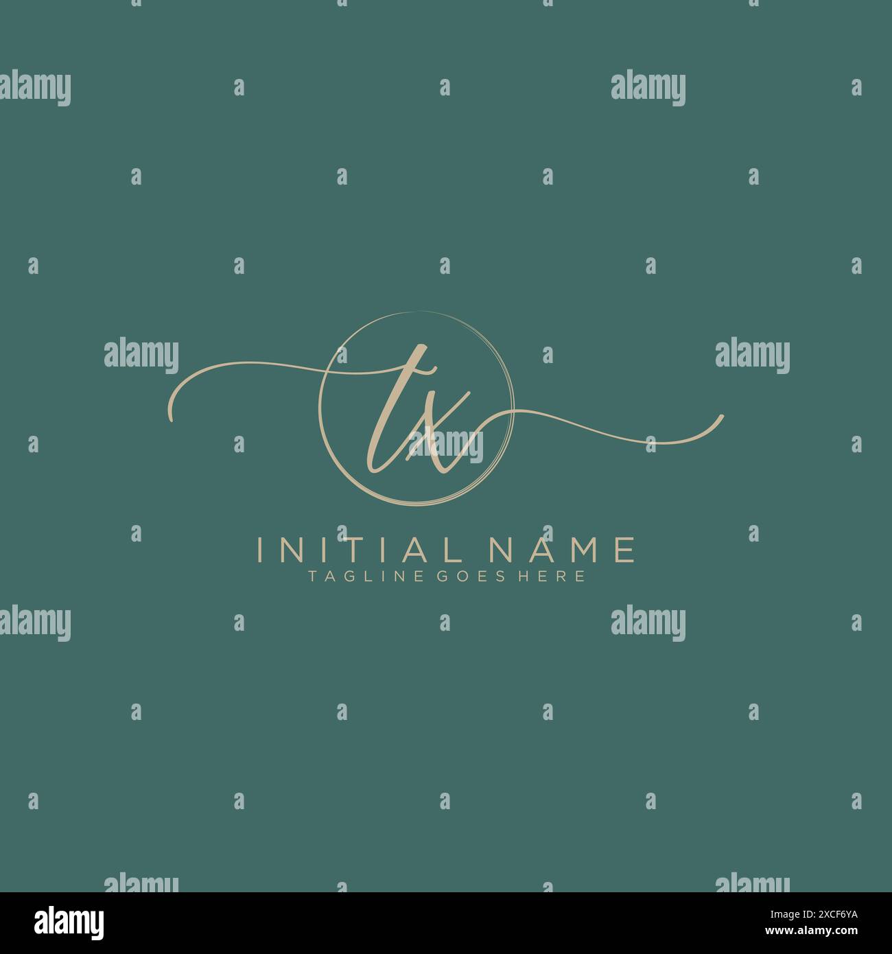 TX Initial handwriting with circle template Stock Vector