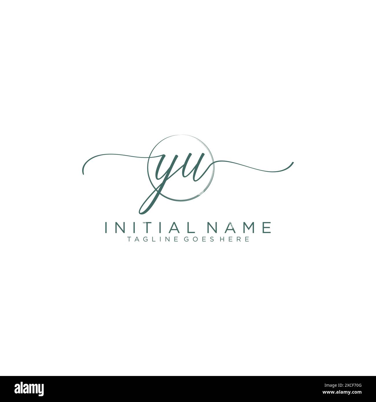 YU Initial handwriting with circle template Stock Vector
