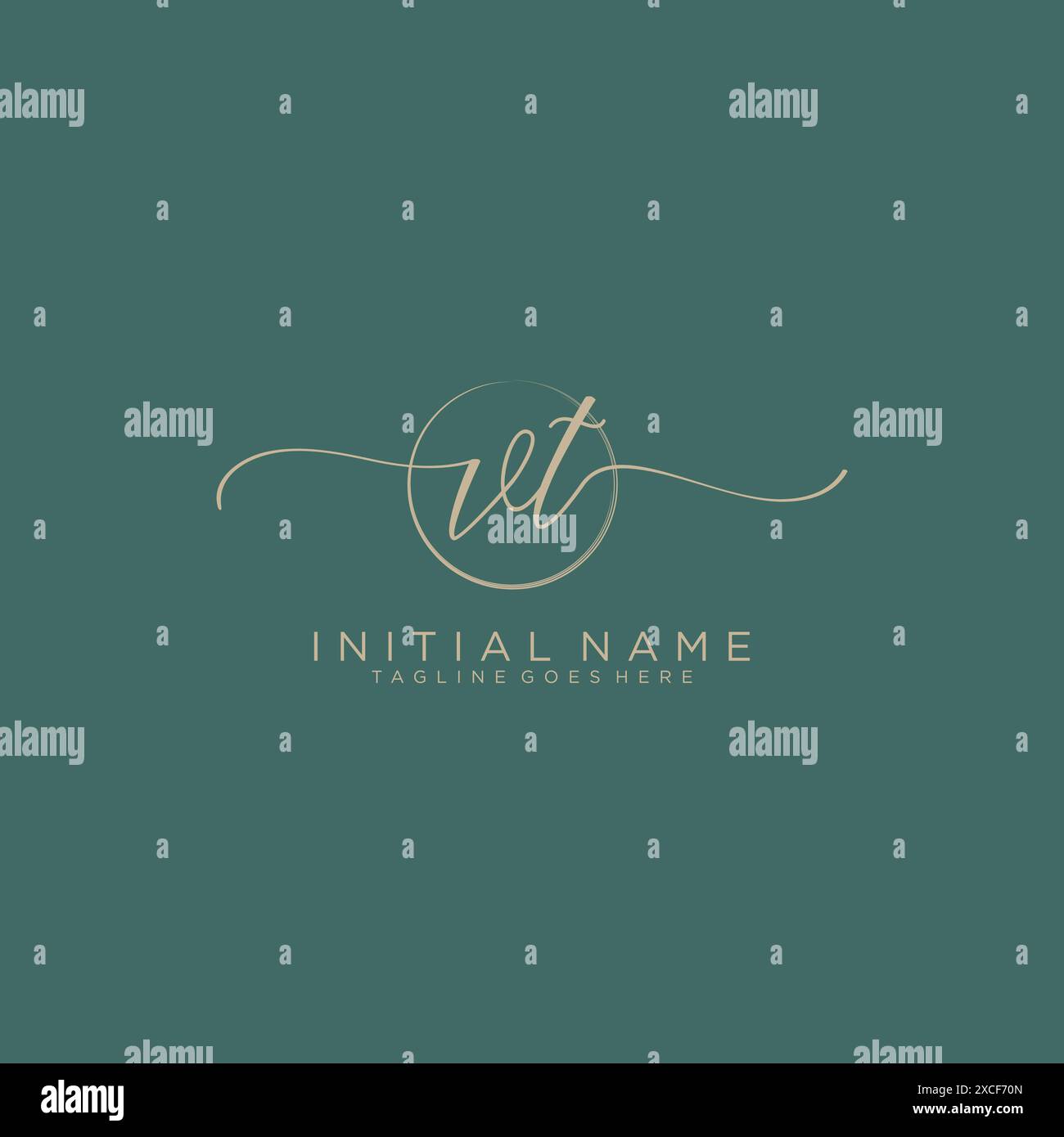 VT Initial handwriting with circle template Stock Vector