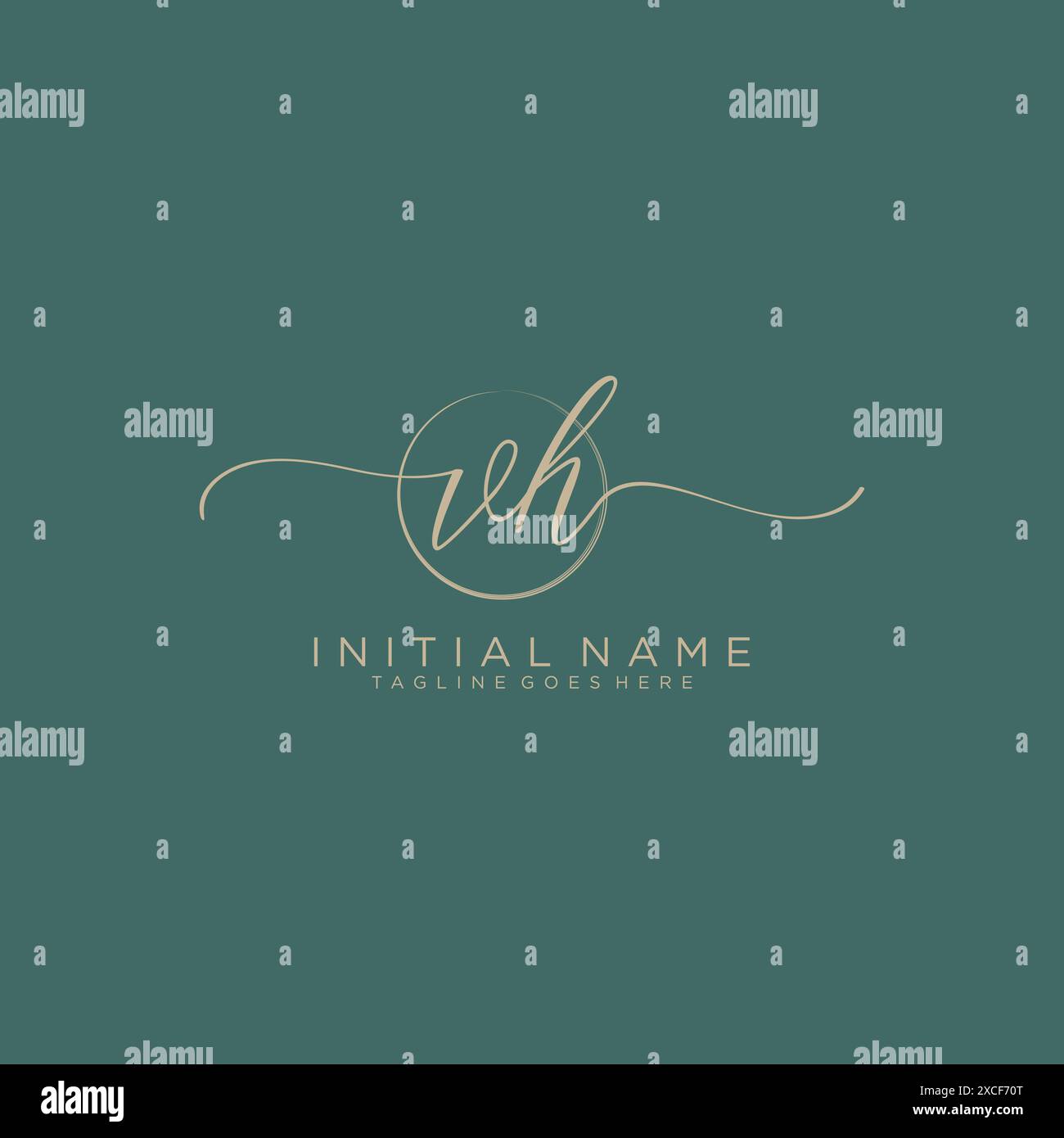 VH Initial handwriting with circle template Stock Vector