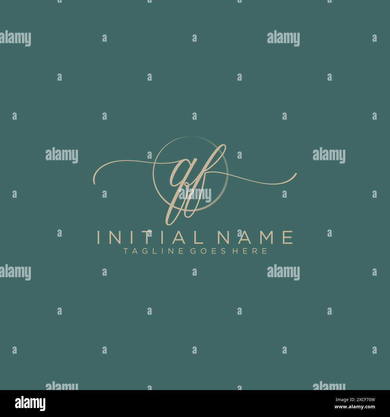 QF Initial handwriting with circle template Stock Vector